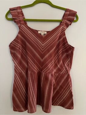 Monteau Rose Chevron Peplum Tank Top